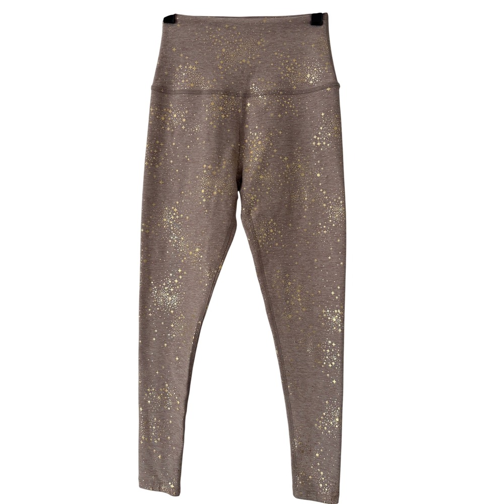 Beyond Yoga Chai Space Dye Gold Foil Star Celestial High Waisted Leggings Small